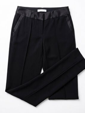 Marella 365 Women's Black Satin-Trim Tailored Trousers